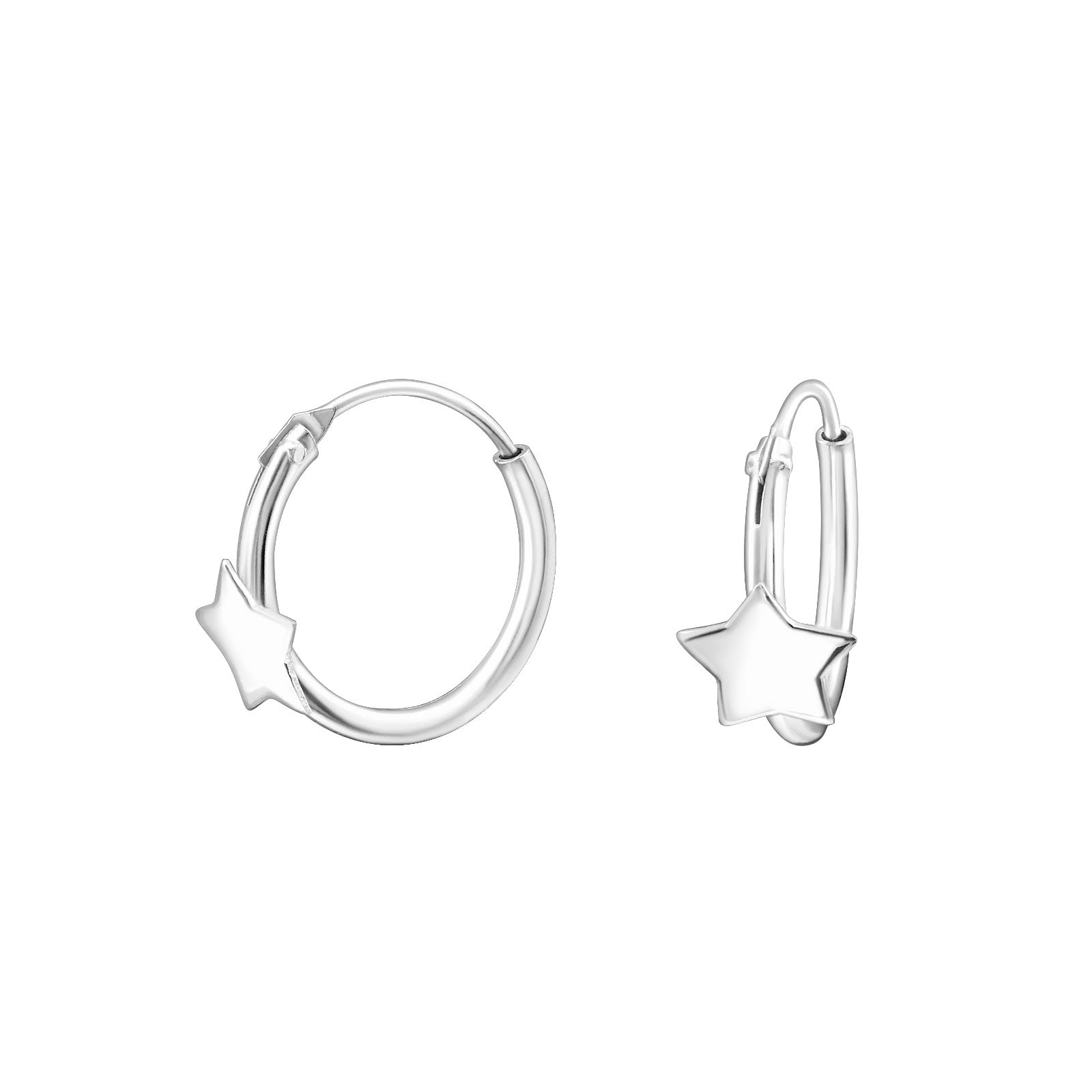 Sterling Silver Star Hoop Earring