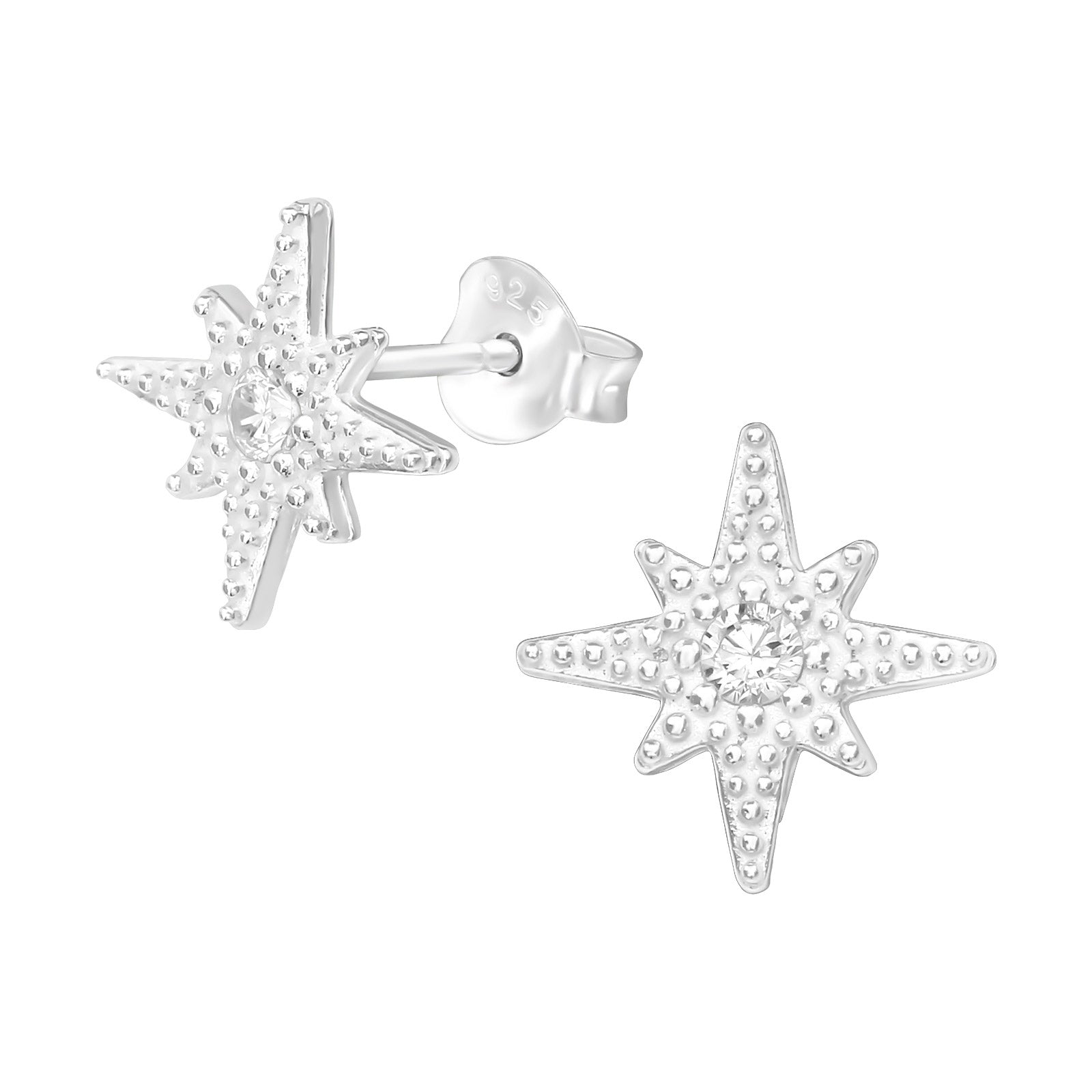 Sterling Silver Star Burst Earring