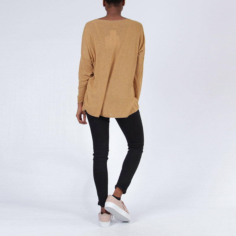 Star V Neck Jumper Mustard