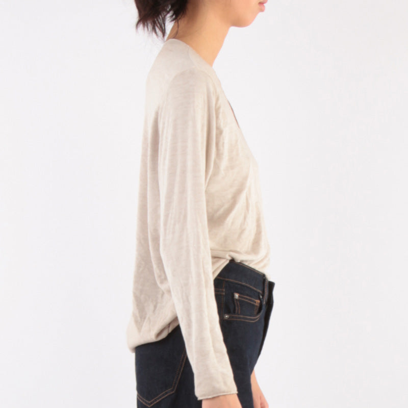 Via V Neck Knit Taupe