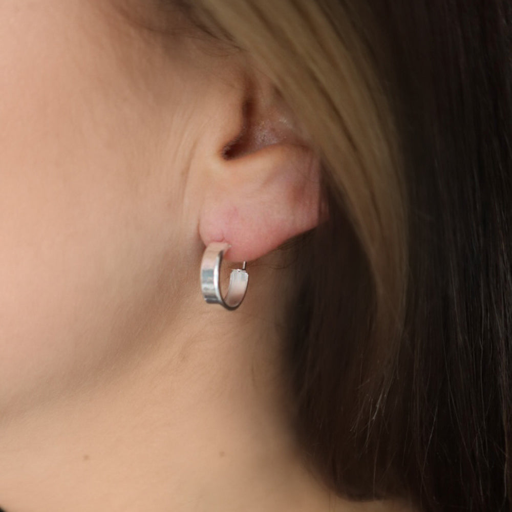 Sterling Silver Flat Hoop Earrings