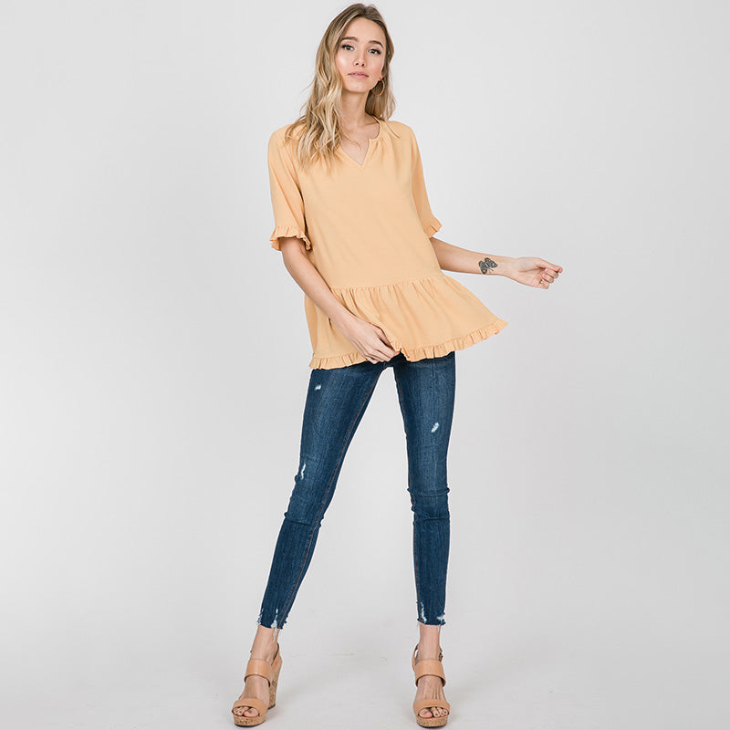 Rhiona Ruffle Blouse Lemon