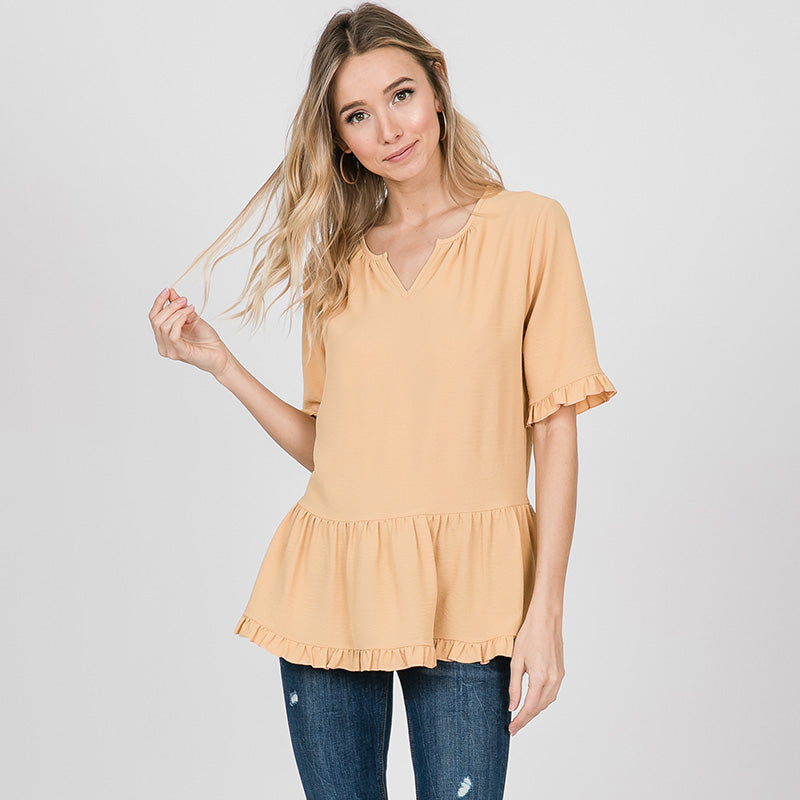 Rhiona Ruffle Blouse Lemon