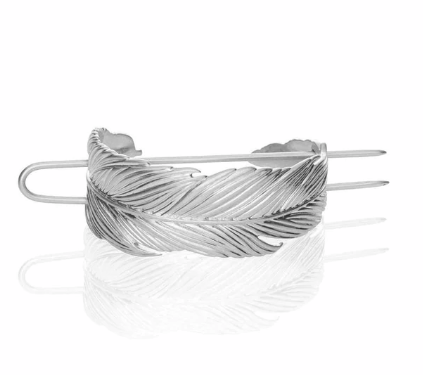 Lauren Silver Feathered Messy Hair Bun Jewelry