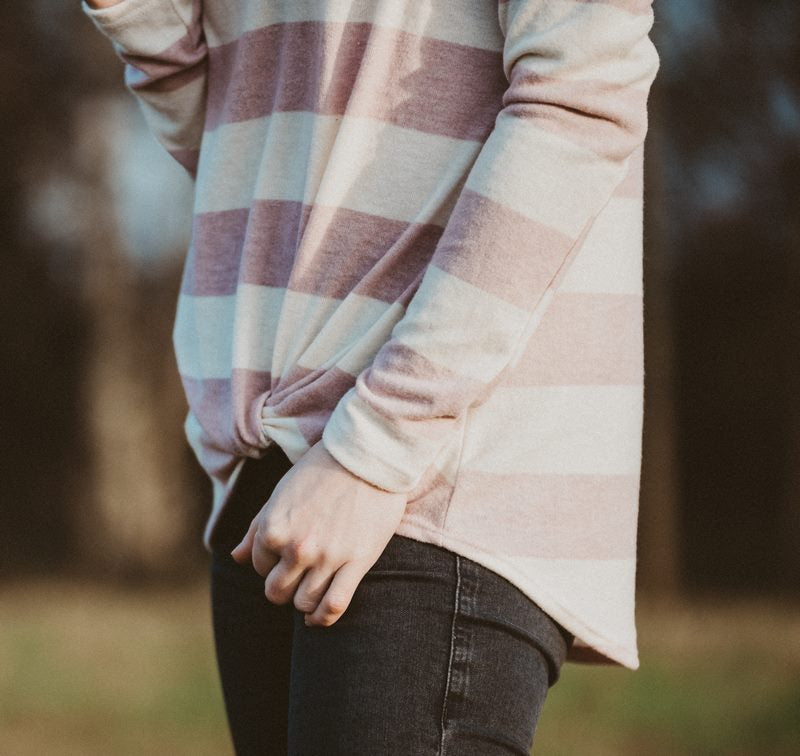 Stripe Cowl Neck Jumper Pink
