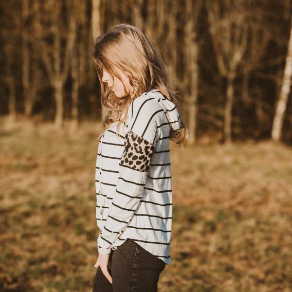 Stripe Leopard Hoody Black