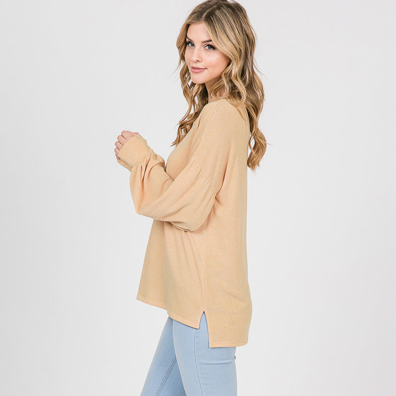 Hannah Balloon Sleeve Top Buttercup