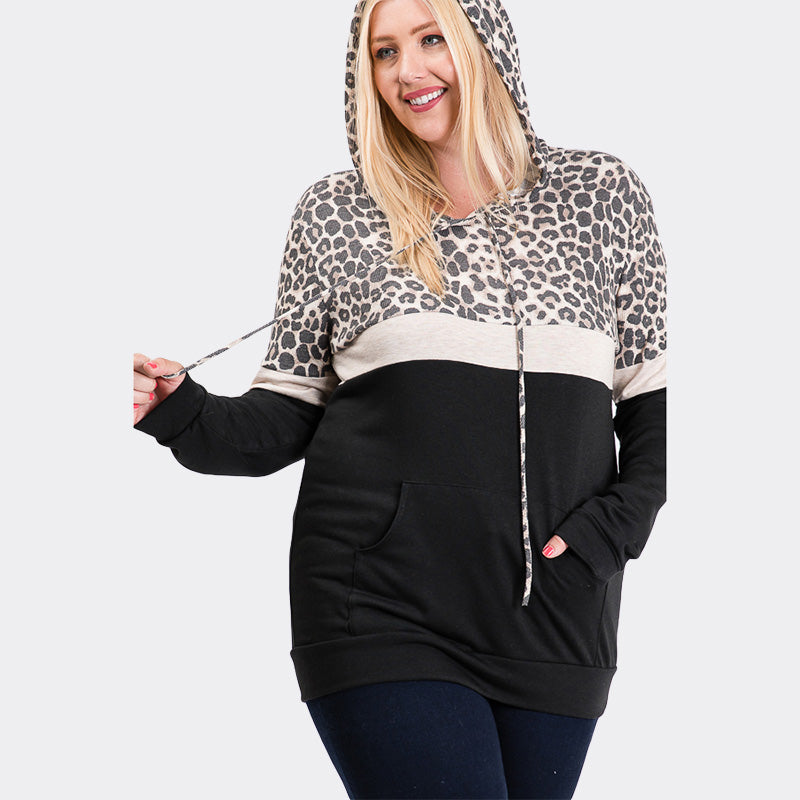 Tara Curve Leopard Hoody Black
