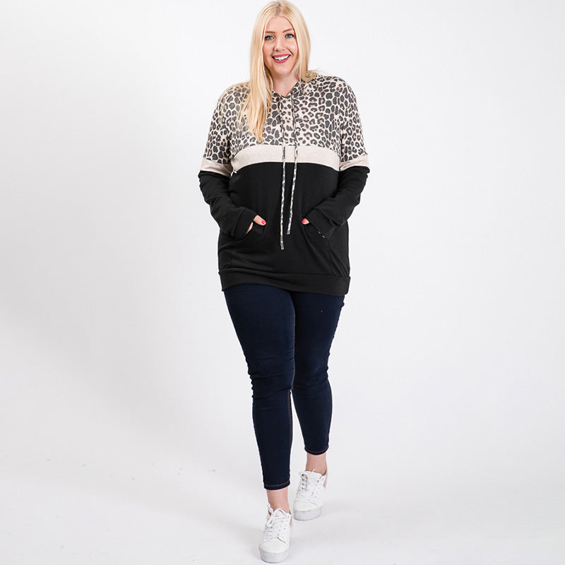 Tara Curve Leopard Hoody Black