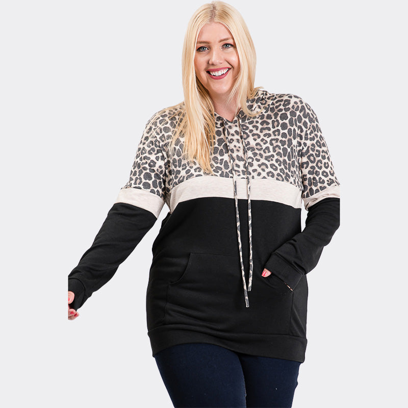 Tara Curve Leopard Hoody Black