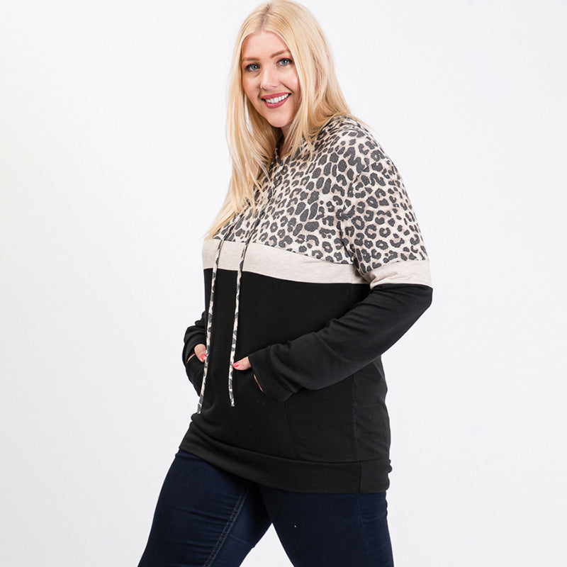 Tara Curve Leopard Hoody Black
