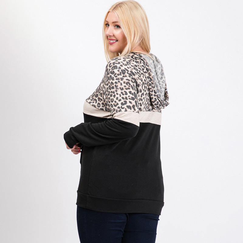 Tara Curve Leopard Hoody Black