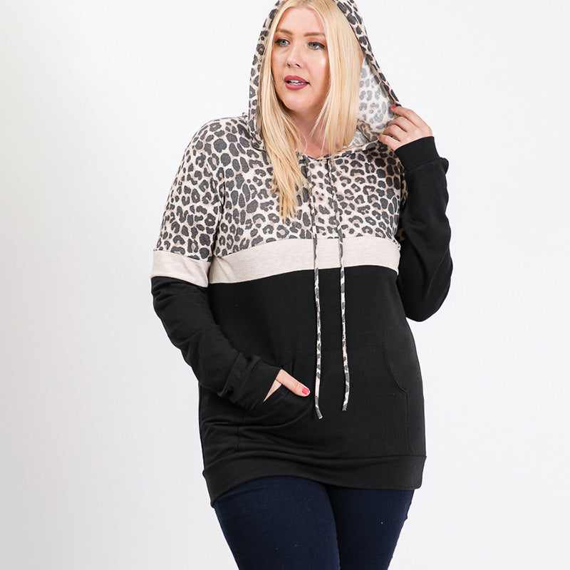 Tara Curve Leopard Hoody Black