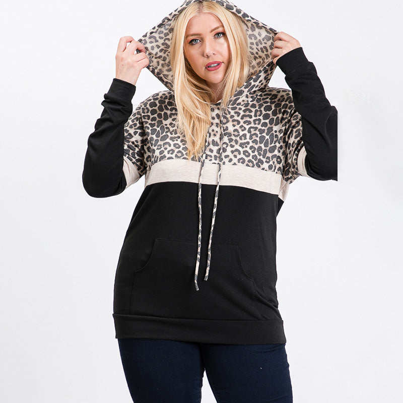Tara Curve Leopard Hoody Black