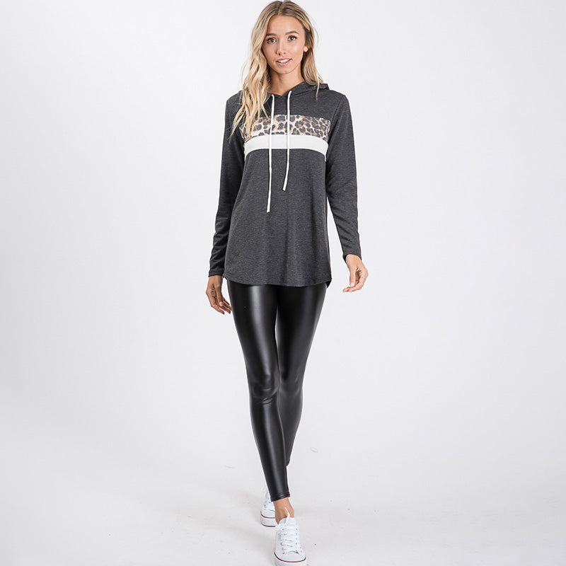 Lena Leopard Hoody Charcoal