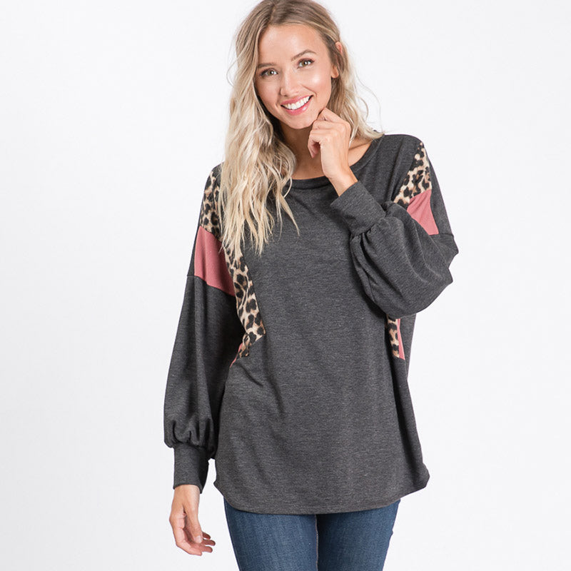 Leo Leopard Top Charcoal