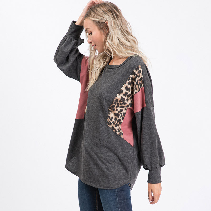 Leo Leopard Top Charcoal