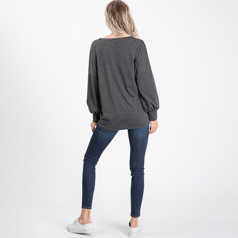 Leo Leopard Top Charcoal