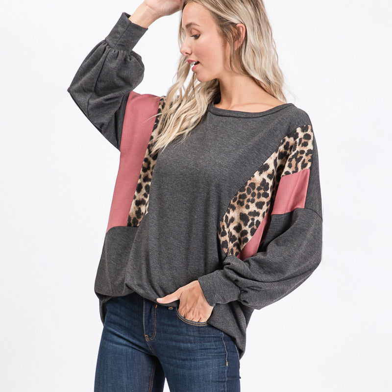 Leo Leopard Top Charcoal