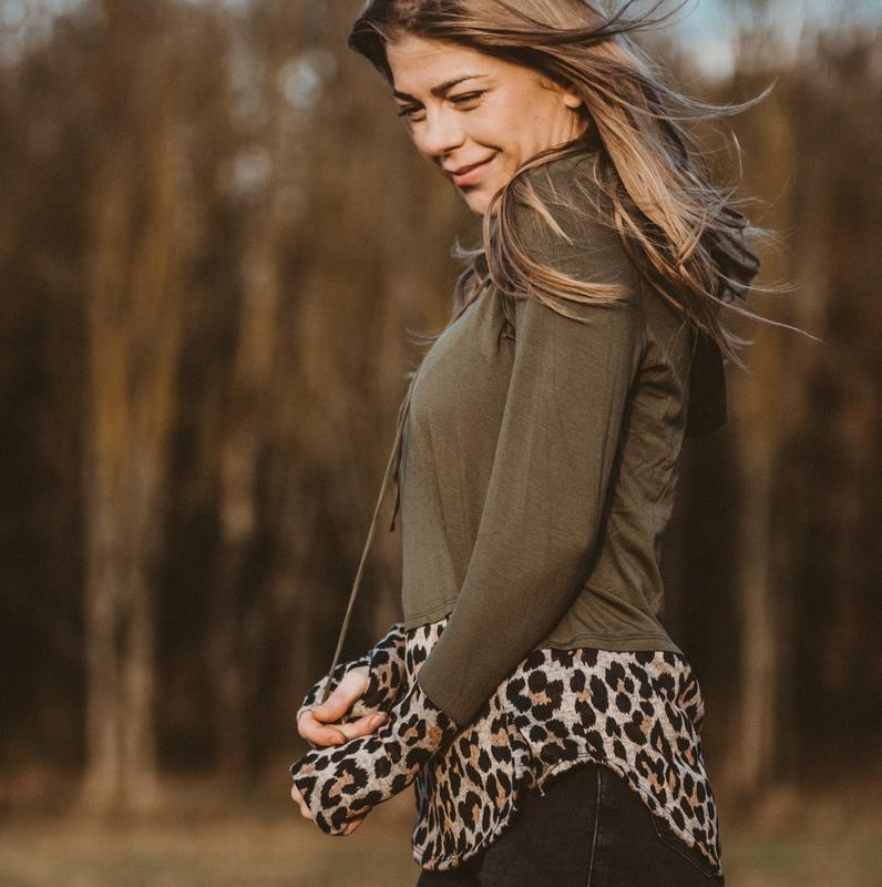 Two Tone Leopard Hoody
