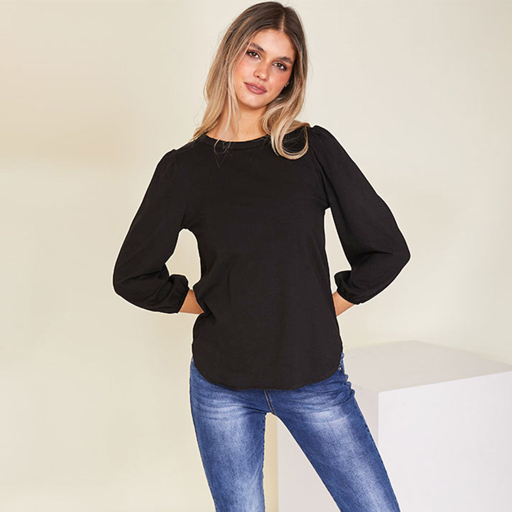 Leon Crew Neck Top (Black)