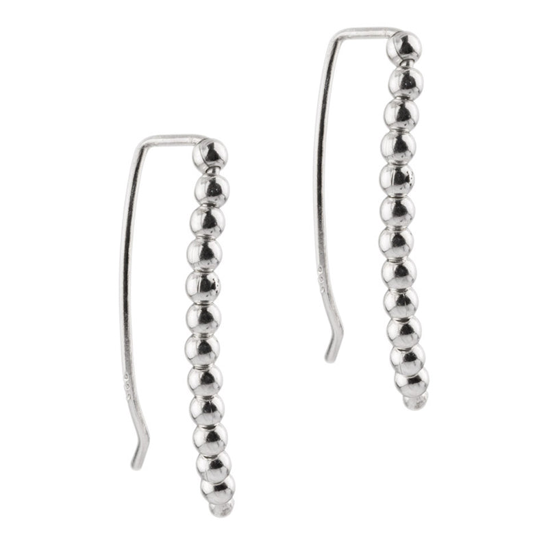 Sterling Silver Ball Ear Climber Earrings