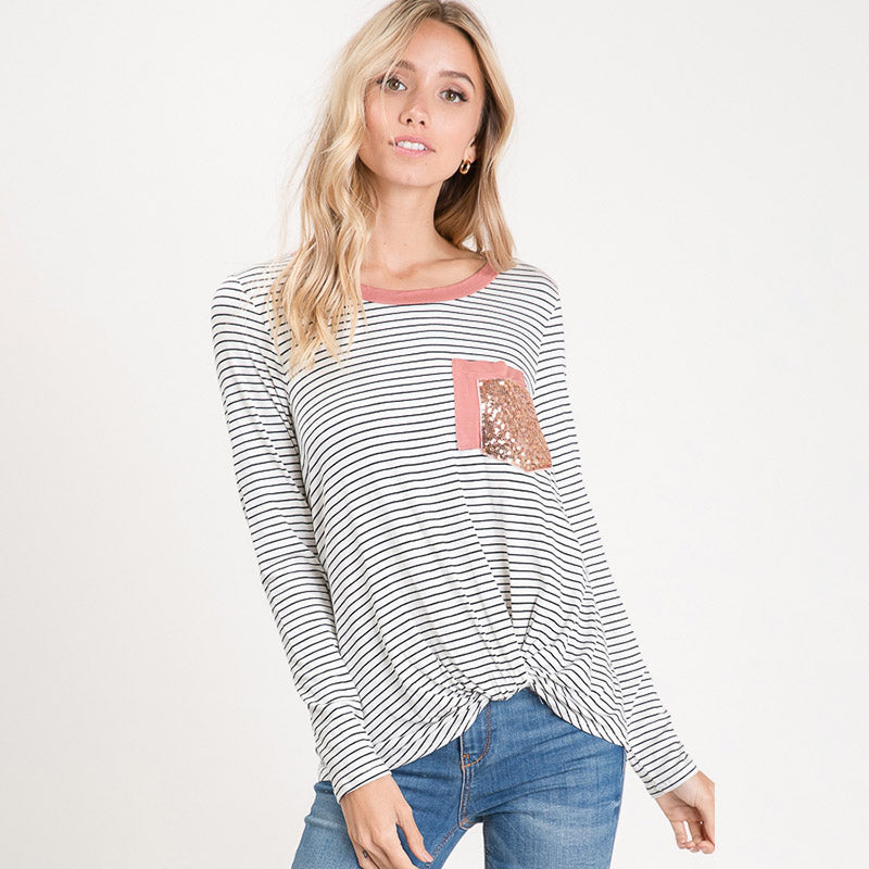 Leo Stripe Knot Glitter Pocket Blush