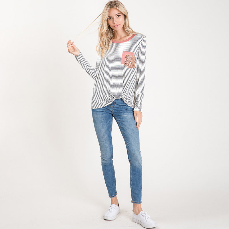 Leo Stripe Knot Glitter Pocket Blush