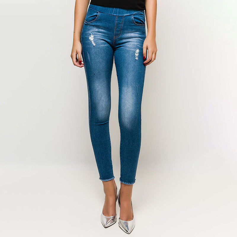 Classic High Waisted Jean Jeggings (Light Blue)