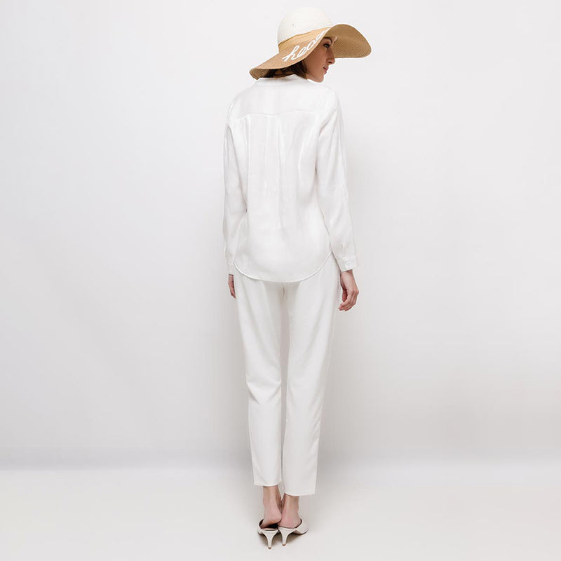 High Waisted Straight Leg Pants White