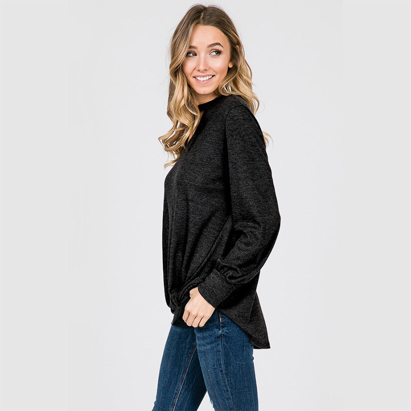 Sandra Puff Sleeve Top Black