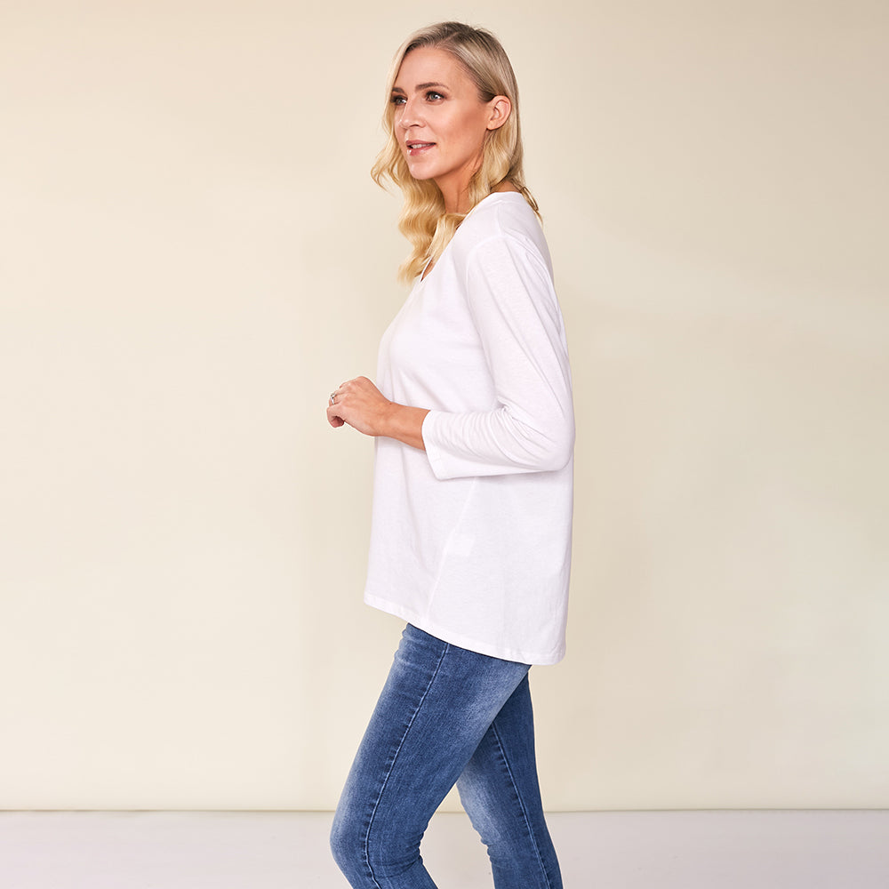 Riley V Neck Top (White)