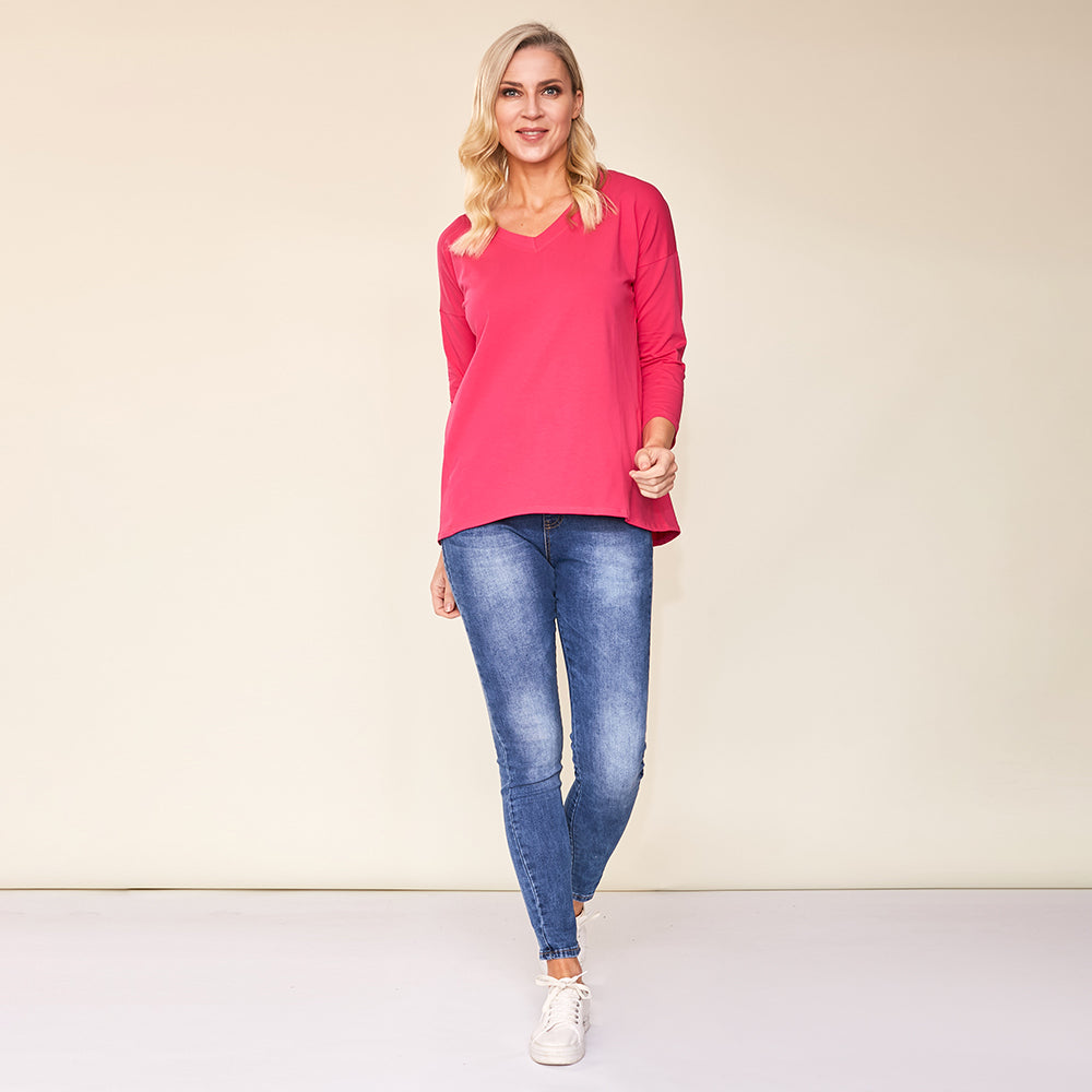 Riley V Neck Top (Pink)