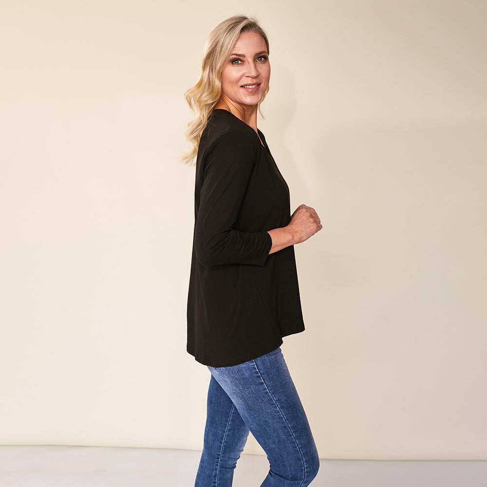 Riley V-Neck Top (Black)
