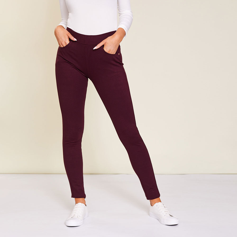 Chloe Leggings (Wine) - The Casual Company