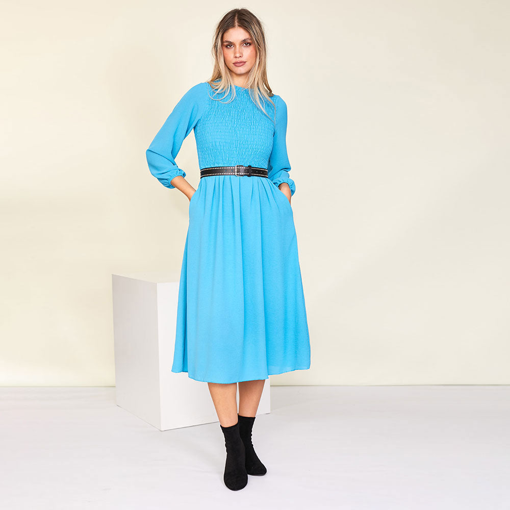Aniston Dress (Blue) - The Casual Company