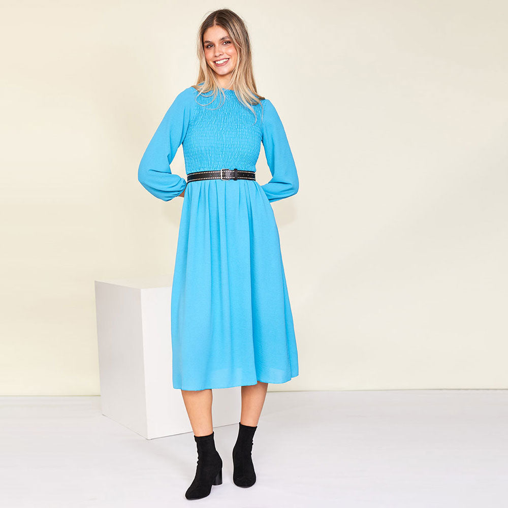 Aniston Dress (Blue) - The Casual Company