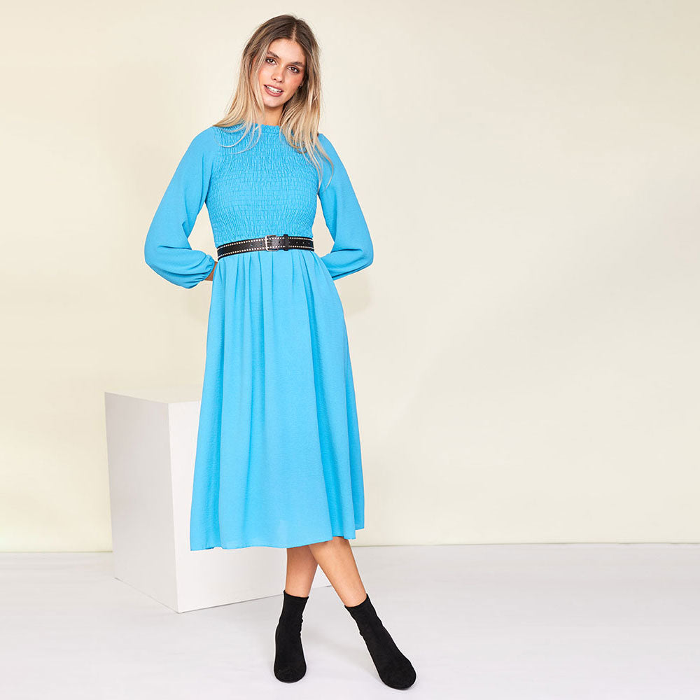 Aniston Dress (Blue) - The Casual Company