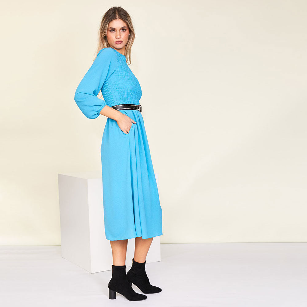 Aniston Dress (Blue) - The Casual Company