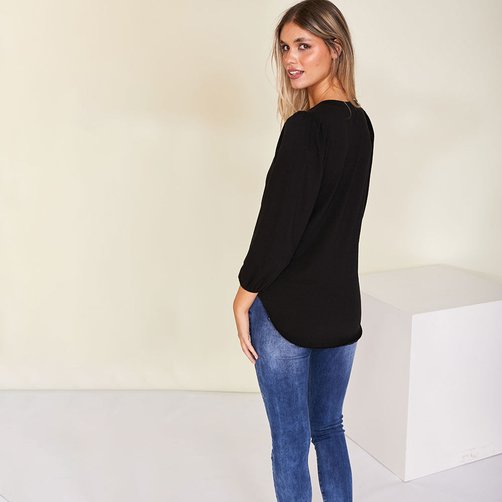 Leon Crew Neck Top (Black)