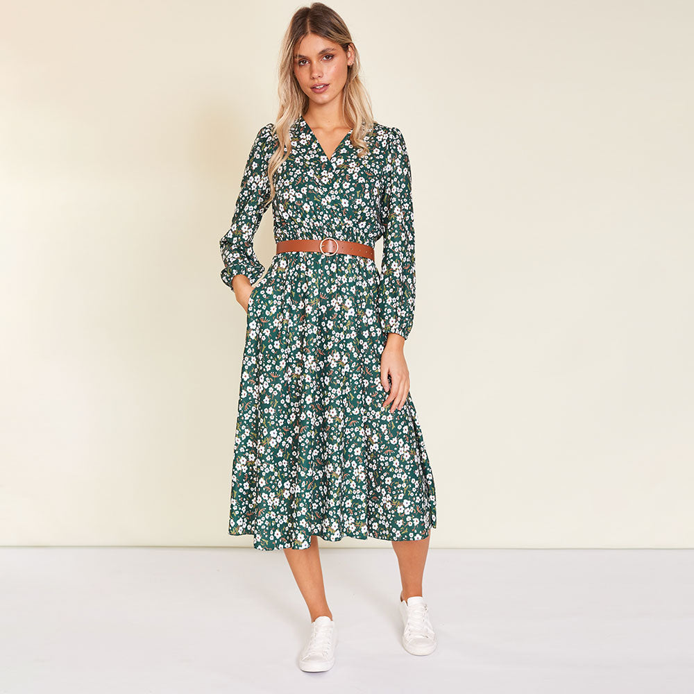 Carrie Dress (Floral Green)