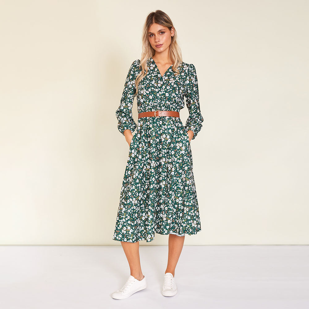 Carrie Dress (Floral Green)
