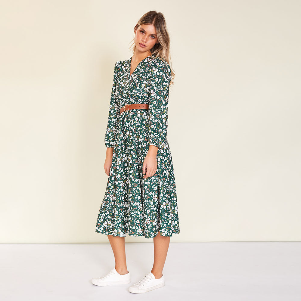 Carrie Dress (Floral Green)