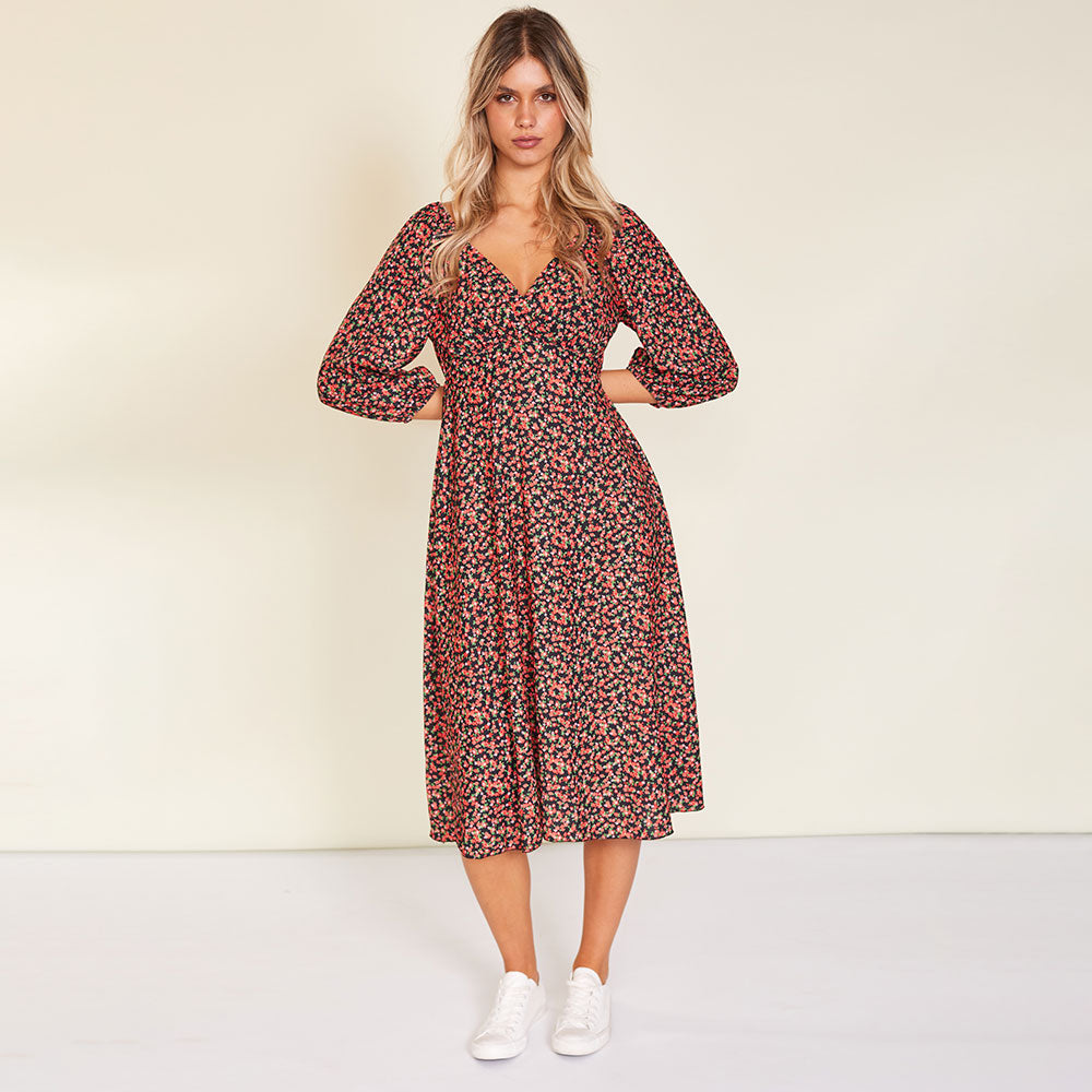 Reece Dress (Red Floral)