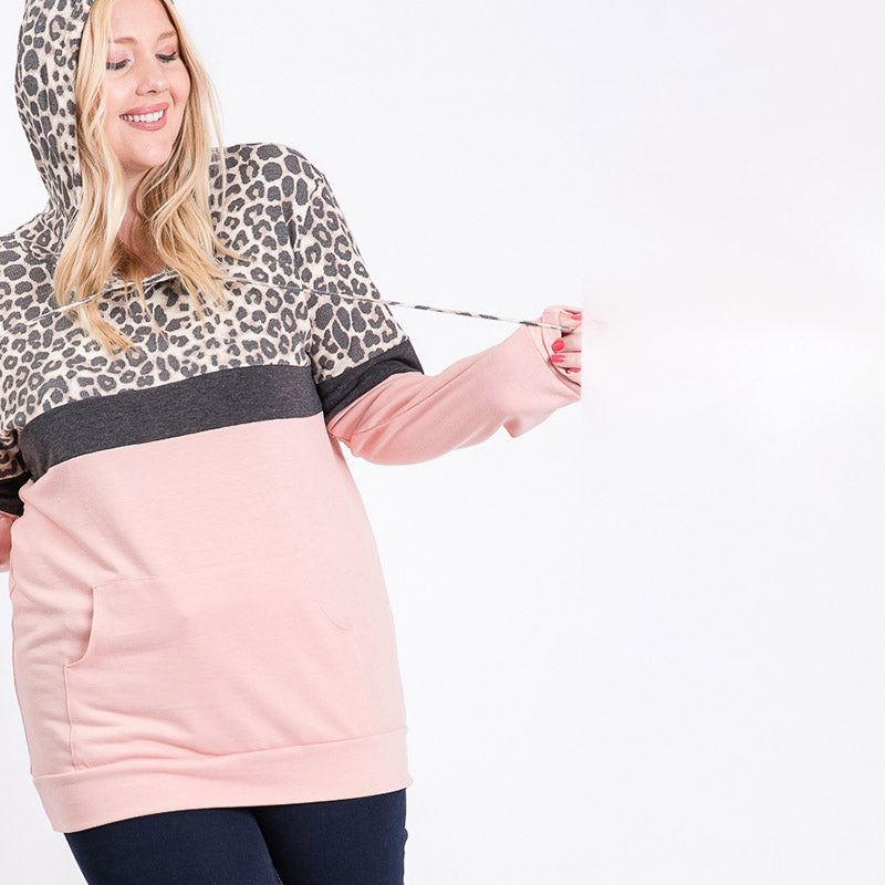 Tara Curve Leopard Hoody Pink