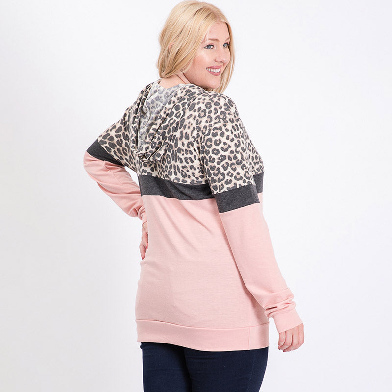 Tara Curve Leopard Hoody Pink