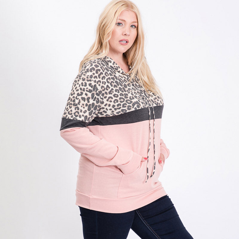 Tara Curve Leopard Hoody Pink