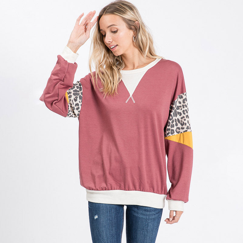 Polly Leopard Top Rose Wood