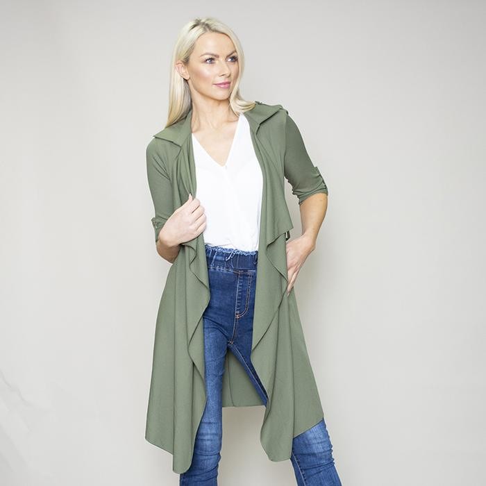 Jenny Waterfall Cardigan (Khaki)