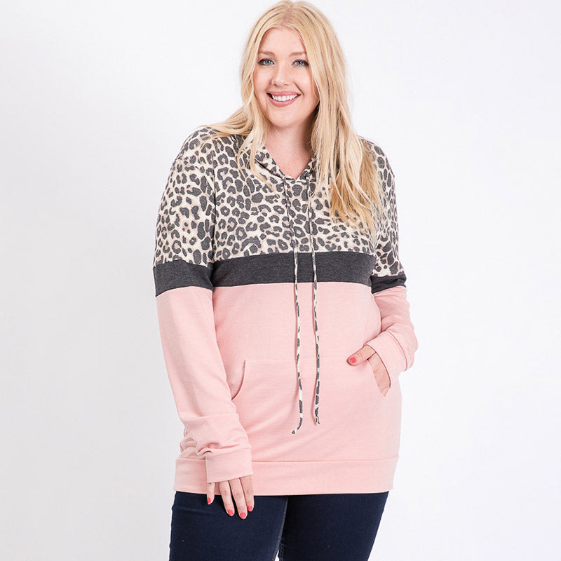 Tara Curve Leopard Hoody Pink